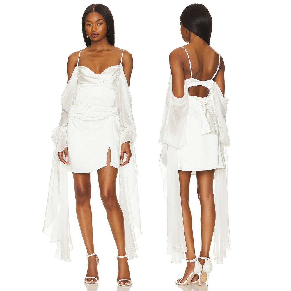 For Love & Lemons Harlow Mini Dress Satin Cowl Neck Bridal Cocktail Party XL